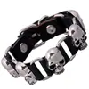 Nova pulseira personalidade punk joias atacado pulseira de conexão de couro genuíno joias populares europeias e americanas pulseira de couro de boi
