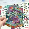 Adesivos de cenário para armazenamento sem corte de mundo em miniatura, casa 3D visual em camadas, adesivos de cena de jogo populares