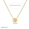 Collar Versátil Minimalista Estilo Coreano Ins con Colgante Redondo Incrustado de Pedrería con Números Romanos, Acero Inoxidable Chapado en Oro