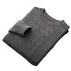 Suéter de cuello redondo para hombre, otoño e invierno, nuevo suéter de punto jacquard de doble grosor, camisa informal de negocios cálida.