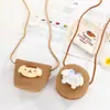 Bolso Cruzado de Paja de Dibujos Animados para Niños, Bolso de Almacenamiento de Aspecto Elegante para Viajes al Aire Libre, Bolso de Hombro para Vacaciones en la Playa de Niñas