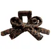 Pinza para el cabello con lazo y estampado de leopardo para Otoño e Invierno, Pinza de tiburón estilo retro para la parte trasera de la cabeza, Versátil