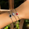 Pulsera de Cadena de Caja de una Sola Capa Estilo Étnico Retro de Turquesa Ajustable para Mujer