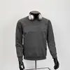 Top Básico de Color Sólido con Letras y Cuello Redondo Otoño e Invierno Nuevo Suelto Casual Camisa de Manga Larga Sudadera Microelástica para Hombre Beige