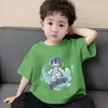 Camiseta de Manga Curta Masculina Verão 2026 Top Estampado Infantil Estilo Coreano Bonito Solto Algodão Gola Redonda Camiseta Básica