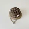 Chapéu de Bebê Qiunan Outono Inverno Meninos Meninas Chapéu Bucket Xadrez Quente À Prova de Vento Chapéu de Pescador para Bebês