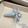 Pinza para el Cabello de Tela con Lazo Azul Perlas y Pedrería, Pinza BB para Mujer, Pinza para Flequillo, Pinza Lateral para el Cabello, Accesorio para el Cabello, Tocado