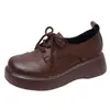 Mocasines de Moda para Mujer 2026 Primavera Nuevos Zapatos de Plataforma con Punta Redonda y Suela Gruesa Zapatos de Cordones de Cuero Zapatos de Trabajo
