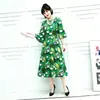 Vestido A-line Holgado de Manga Media y Cuello Redondo con Estampado Floral Retro Nuevo 2026, Estilo Suave y Elegante, Versátil para el Uso Diario
