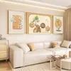 Pintura Decorativa para Sala de Estar de Luxo Leve Estilo Creme Parede de Fundo para Sofá Triptych Combinação de Pintura de Parede Arte de Parede de Alto Padrão Novo Chinês