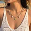 Collar con Colgante de Perla Artificial, Estrella de Mar, Caracola, Estilo Bohemio Oceánico Transfronterizo, Cadena para Clavícula para Mujeres, Venta al por Mayor