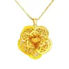 Collar Colgante de Peonía Calada de Oro Vietnamita del Mismo Estilo que en las Joyerías