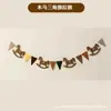 Banner de cumpleaños de caballo de madera de fieltro estilo coreano, cumpleaños de bebé, fiesta de la luna llena, banderín triangular, pancarta, decoración de bandera colgante