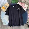 Camiseta de Manga Corta con Estampado de Cara Sonriente Ins para Mujer Estilo Coreano Tendencia Estilo Perezoso Bf Ajuste Holgado Top Nuevo Producto Verano 2026