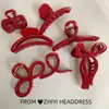 Pinza Avanzada Ankora Roja Agarre Rojo Internet Rojo 2024 Temperamento Pinza para Cabello Adorno para la Cabeza Combinación con Todo Pinza de Tiburón