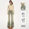 Pantalones Acampanados Color Barro Amarillo para Mujer 2025 Tendencia Nuevo Otoño e Invierno Retro Americano No Ajustados de Tiro Bajo Jeans Acampanados