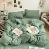 Conjunto de Cama de Quatro Peças Liso Casual Cobertor de Colcha Peça Única Roupa de Cama Dormitório Estudantil Cama Individual Conjunto de Lençol com Elástico de Três Peças