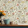 Pegatina de Pared Floral Romántica Autoadhesiva Papel Tapiz Resistente a la Humedad y al Moho Ecológico Lujo Ligero Decorativa para Pared de Dormitorio Armario Renovación
