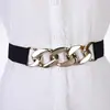 Cinturón Elástico para Mujer con Diseño de Cadena Geométrica, Moderno y Versátil, Decoración para Vestido, Cintura Elástica para Abrigo y Cinturón