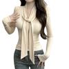 Diseño Sense Camiseta de Manga Larga para Mujer Primavera Otoño e Invierno Nuevo Estilo Extranjero Spice Girl Interior Ajustado Adelgazante Camiseta Base Top