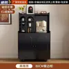 Aparador de Lujo Ligero Estilo Francés de Madera Maciza, Vitrina de Té, Cómoda Negra para Sala de Estar de Apartamento Pequeño, Mesa Auxiliar de Sofá, Armario para Cafetera