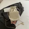 Bolsa Pequeña 2026 Otoño/Invierno Nuevo Bolso Cubo Estético Casual Bolso Cruzado Casual Simple Bolso de Mano con Asa de Perla para Mujer