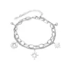 Pulsera Opk Jewelry Moda Personalizada Europea y Americana Doble Cadena Patrón de Fuegos Artificiales Hueco Acero Inoxidable Chapado en Oro Rosa