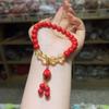 Pulseira Simples Exquisita de Areia Vermelha Cinábrio com Zongzi Familiar e Dragão do Ano de Nascimento para Homens e Mulheres
