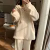 Venda Direta da Fábrica Pijama de Veludo Espesso Coral para Mulheres Outono e Inverno Novo Conjunto Fofo de Duas Peças