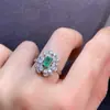 Anillo de esmeralda natural piedra principal cristalina 4*6mm anillo de valor viviendo sin elegir circunferencia del dedo incrustación de plata s925