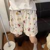 Pantalones de algodón con burbujas para caminar, pantalones de pijama finos de verano con dibujos animados para mujer, pantalones cortos casuales para estar en casa y relajarse.