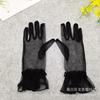 Luvas de Casamento Femininas Estilo Coreano Transparentes Malha Fina Curtas Cor Preto e Branco Rosa Bolsa Dedos Primavera Verão Outono Vestido Novo
