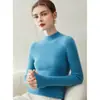 Nuevo suéter de cachemir 100% puro para otoño e invierno para mujer, cuello semialto, corte ajustado, cálida prenda interior de punto para mujer