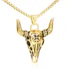 Joyería de comercio exterior personalizada retro cabeza de vaca titanio acero colgante cuerno collar
