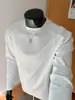 Camiseta Preta de Manga Longa de Algodão com Ombro Direito para Homens no Outono e Inverno Moletom Pesado Gola Redonda com Decote Pequeno Camiseta Básica Americana