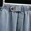 Foto Real de Calça Cropped Jeans Tencel para Mulheres, Estilo Fino de Verão, Nova Calça Gelada Plus Size Feminina, Calça Harem Casual, Algodão