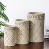 Vaso Reto Retrô Estilo Romano Francês Relevo de Solo Prensado à Mão Vaso de Flores de Alto Nível Pastoral Varanda Vaso de Plantio Antigo