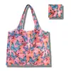 Sacola de Compras Dobrável, Bolsa Quadrada de Tecido Floral, Bolsa Tote Portátil e Resistente, Sacola Ecológica para Compras de Supermercado, Bolsa Impermeável para Armazenamento