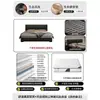 Cama estilo italiano em couro preto com estofamento segmentado em listras verticais, apresentando acabamento em couro Nappa, bordas niveladas e uma estrutura de piso, adequada para o quarto principal ou secundário