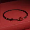 Pulsera de Cuerda Roja de Trébol de Cuatro Hojas de Cinabrio para Mujeres y Hombres Pulsera Fina para el Año de la Vida Pulsera de Cuerda de Flor de la Suerte Tejida a Mano diy