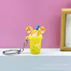 Chaveiro Pingente Criativo de Desenho Animado para Copo de Milk Tea com Sorvete Presente de Sorteio para Crianças Enfeites para Chaveiro de Carro