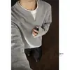 Moletom Pesado Falso Duas Peças para Meninos Primavera e Outono Novo Estilo Jovem Solto Casual Texturizado Tendência Jaqueta Gola V