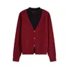 Nuevo Suéter de Punto Abotonado con Cuello Alto Estilo Chino para Mujer, Nuevo Modelo Otoño e Invierno 2026, Top de Lana Bloque de Color Falso de Dos Piezas