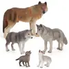 Conjunto de 5 Peças de Figuras Realistas de Família de Lobos Modelos de Plástico PVC de Lobos Macho Fêmea e Filhotes Animais da Floresta Selvagem Perfeito para Crianças Colecionadores e