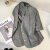 Chaqueta Fina Gris de Diseño Único Estilo Chanel para Mujer, Nuevo Verano 2026, Top Casual Elegante de Manga Corta para el Trabajo