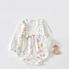 Mameluco para bebé niña, triangular, manga larga, primavera y verano, algodón puro, dulce, estampado de flores pequeñas