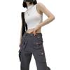 Meia gola alta menina sem mangas top feminino inss moda americano slim-fit colete cropped