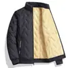 Abrigo de invierno para hombre con forro polar, a prueba de viento, chaqueta gruesa de algodón de lana de cordero, corte holgado, talla grande, cuello alto, abrigo de algodón cálido