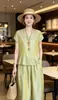 Nova moda nacional feminina estilo chinês, conjunto de terno jacquard brocado acetinado de rayon luxo leve, novo modelo 2026, conjunto de duas peças estilo old money