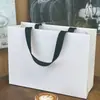 Bolsas Tote sin Fuelle, Bolsas de Papel Kraft, Publicidad con Logo Personalizado, Bolsas de Regalo para Tienda de Ropa de Cartulina Blanca, En Stock